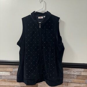 Quacker Factory Black Velour Studded Vest Size 1X